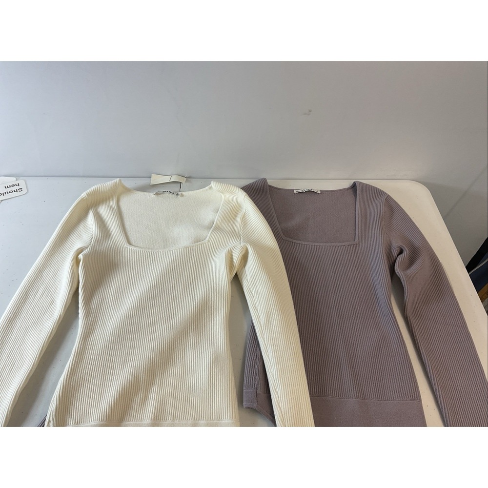 New Lot of 2 Abercrombie & Fitch Bodysuit Women S Ribbed Knit L/S Scoop Neck